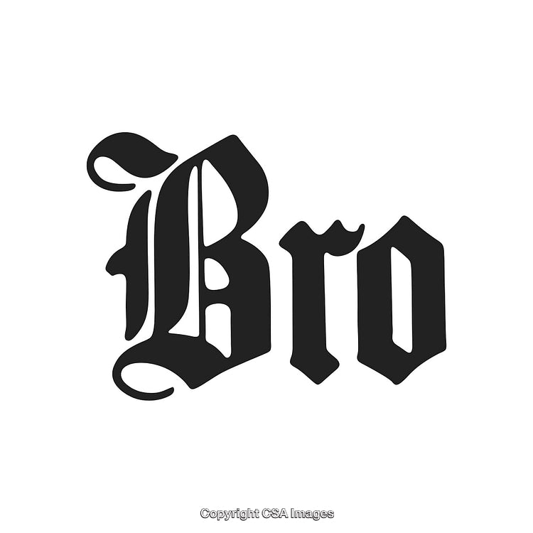 Bold Blackletter Typography With the Word Bro in Stylish Black Font