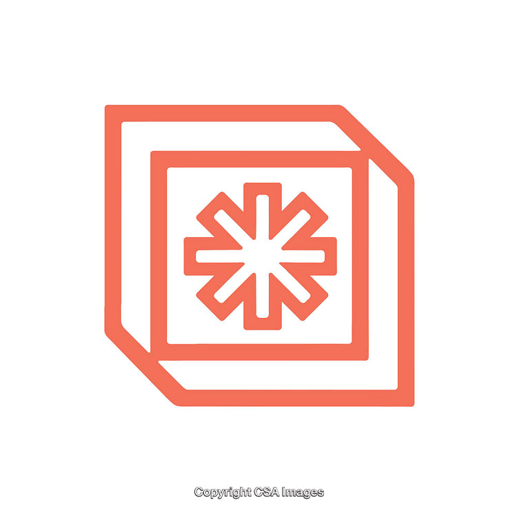 Abstract Orange Icon with Geometric Shapes and Asterisk Design