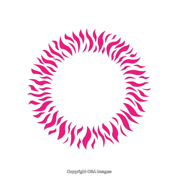 Pink Circular Pattern with Flame-Like Elements on White Background
