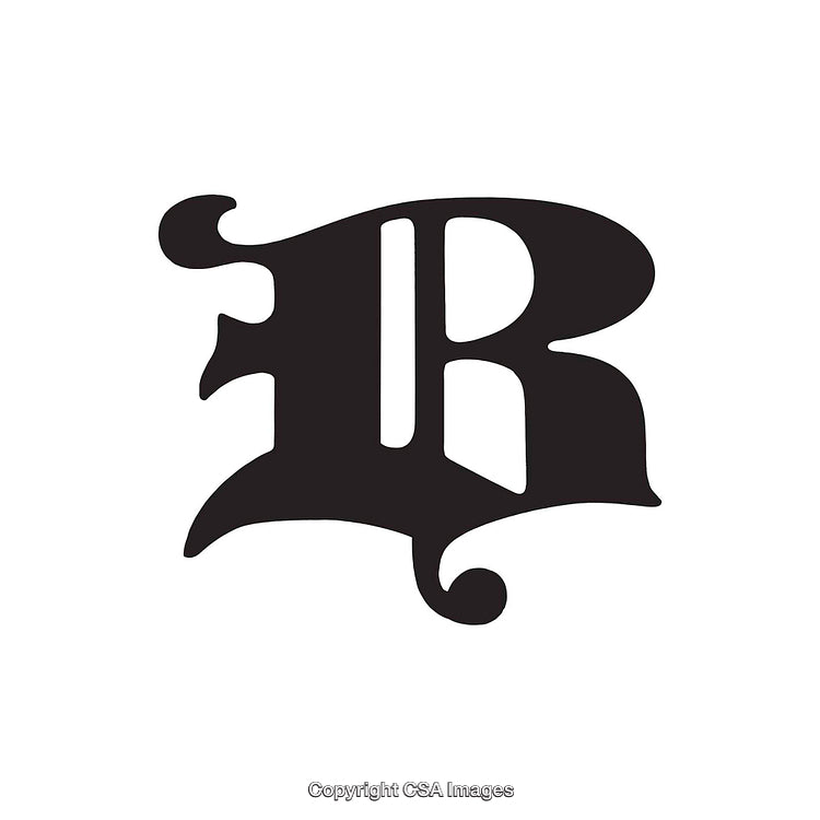 Ornate Black Letter B in Bold Gothic Typeface Design