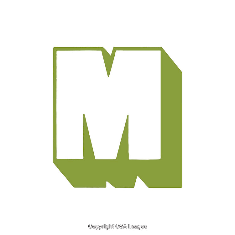 Stylized Green Letter M with a Bold and Modern Design