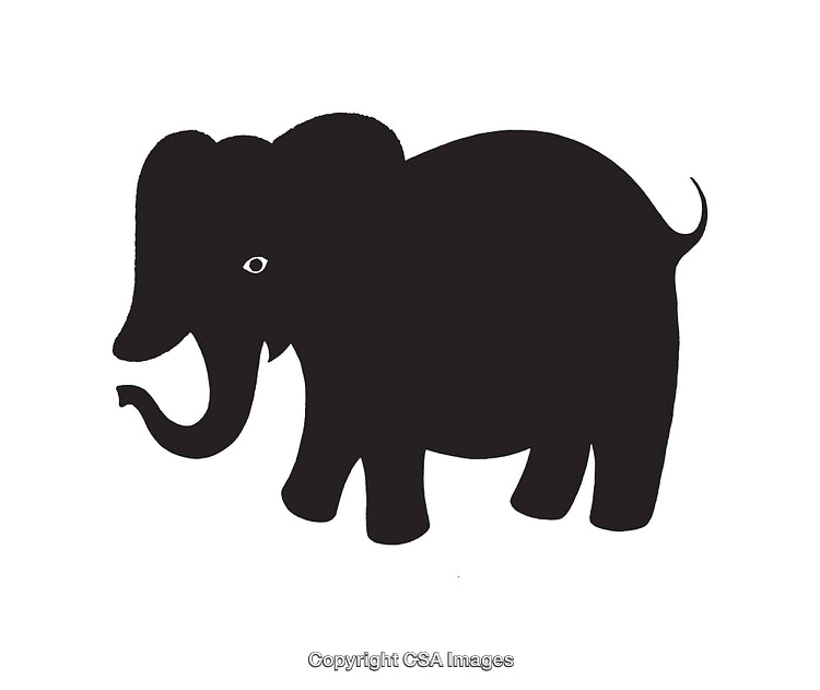 Silhouette Illustration of Elephant in Stylized Black and White Design