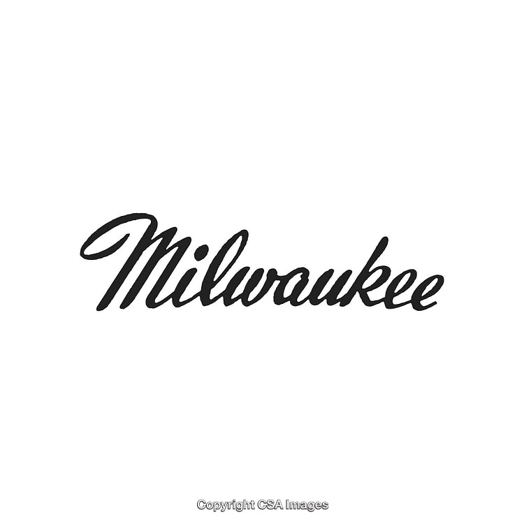 Stylized Milwaukee Text in Elegant Script Font on White Background