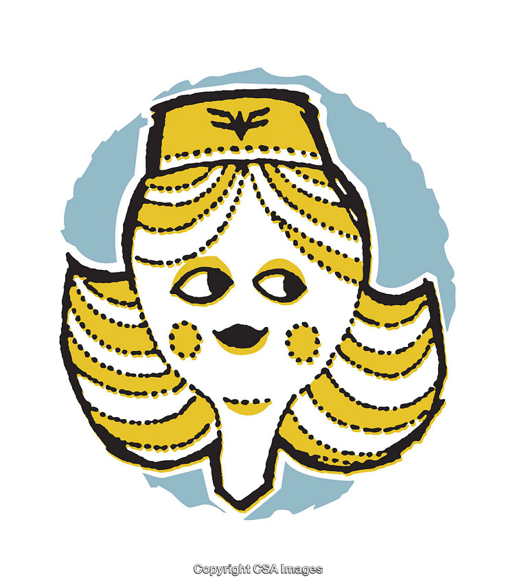 Colorful Illustration of a Stylized Face with Hair and Decorative Elements