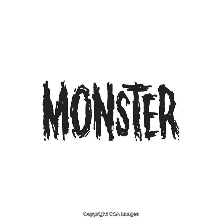 Bold Monster Text in Creepy and Grunge Style with White Background