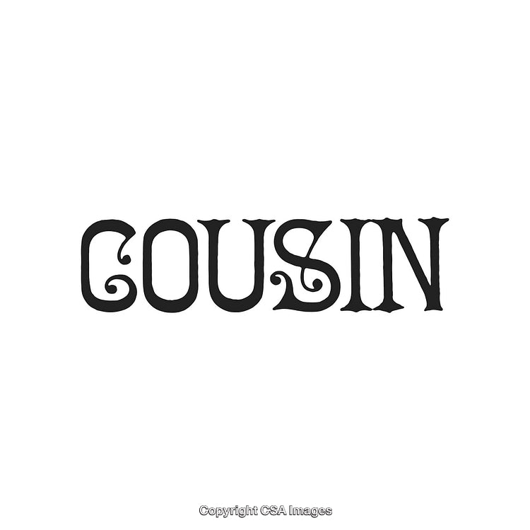 Elegant Typographic Design Featuring the Word 'Cousin' in a Decorative Style