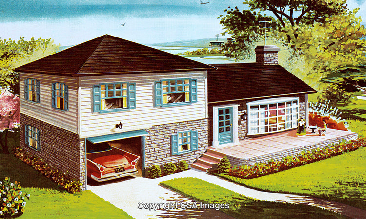 Charming Midcentury Home with Lush Garden and Classic Car in Driveway