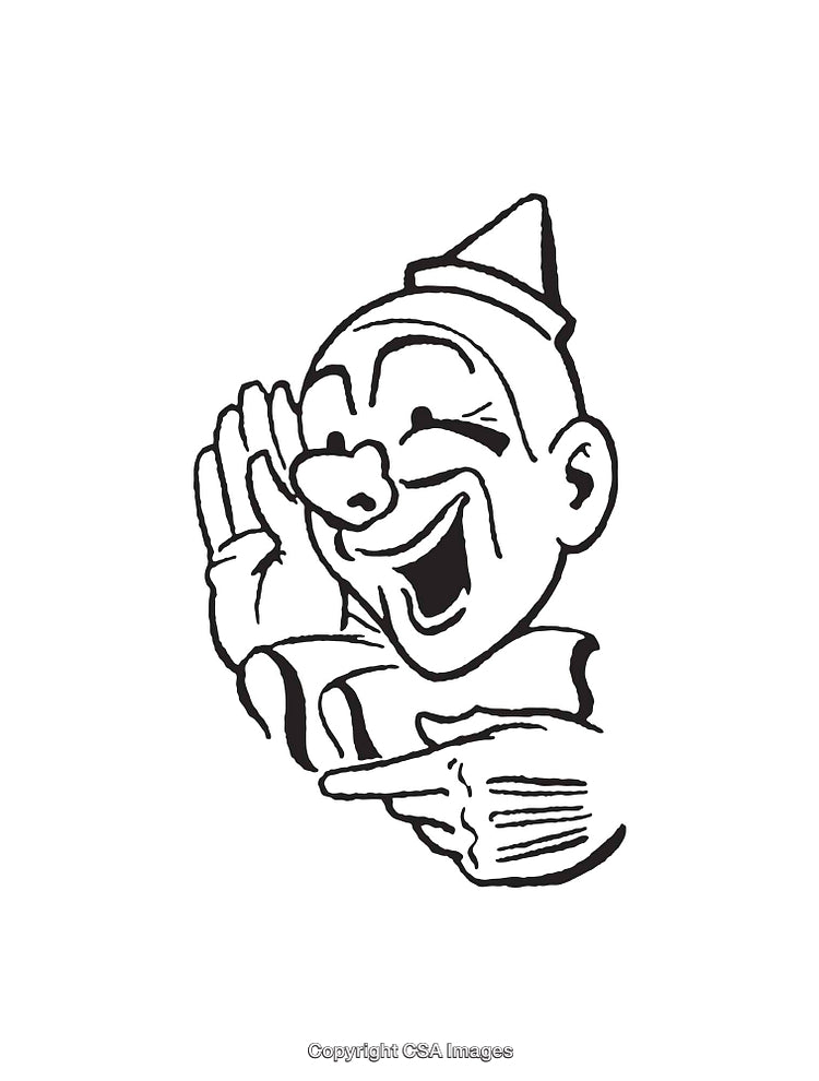 Black and White Line Art of a Jolly Character Illustration