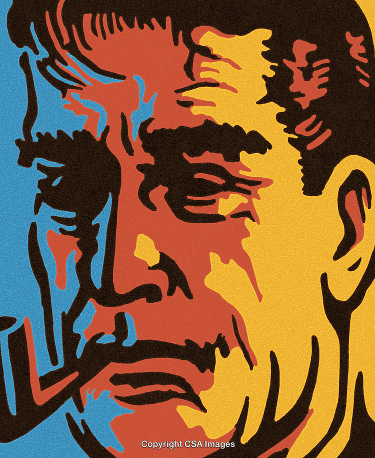 Retro Style Pop Art Illustration of a Man with a Pipe