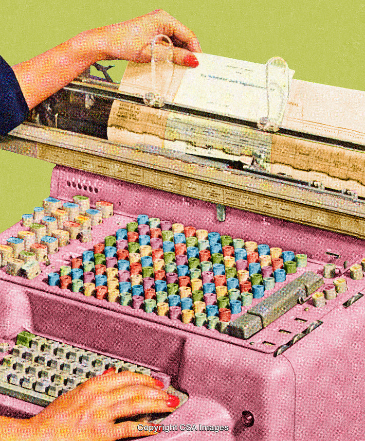 Retro Mechanical Calculator With Bright Pastel Keys and Vintage Design