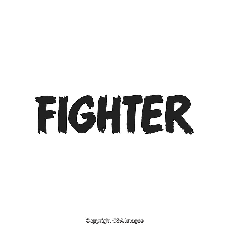 Bold Black Handwritten Fighter Text on White Background for Motivation