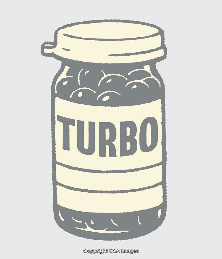 Illustrated Glass Jar Labeled Turbo with Hand-Drawn Aesthetic