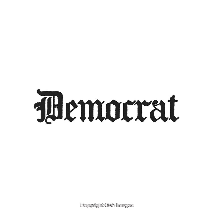 Democrat Typography with Traditional Serif Old-English Style Design on White Background