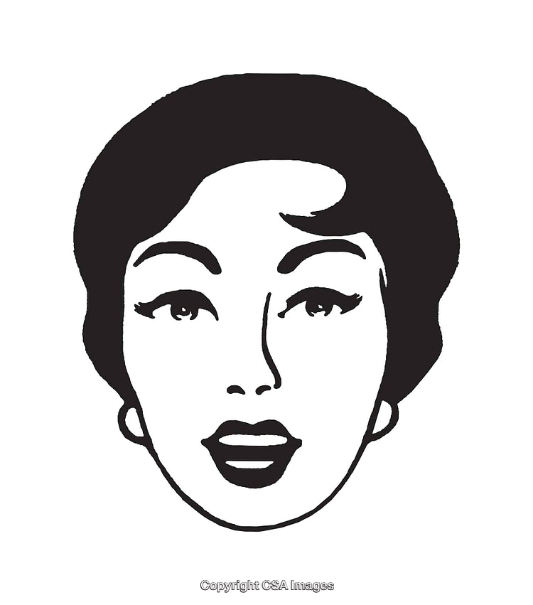 Vintage Black And White Portrait Line Art of a Woman's Face