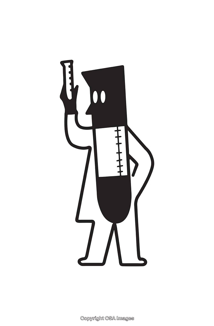 Stylized Black and White Icon of a Scientist