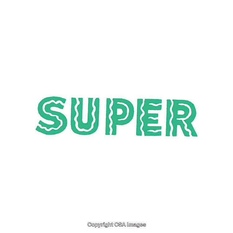 Green Illustrated Word 'Super' on a White Background for Symbolic Concept