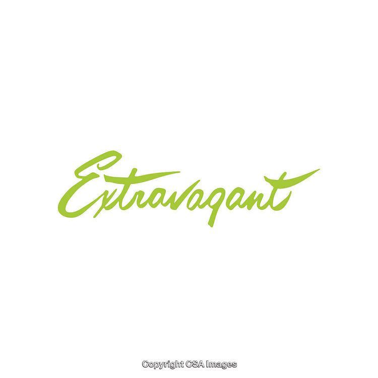 Vibrant Green Extravagant Word with Minimalist Design on White Background