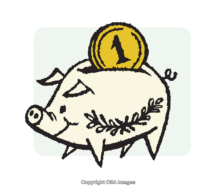 Hand-Drawn Piggy Bank Illustration with Inserting Coin