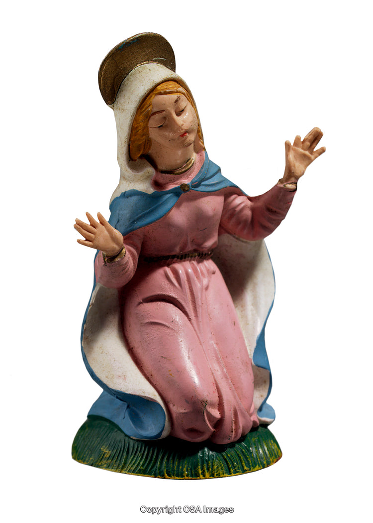 Painted Figurine of Kneeling Woman in Reverent Posture