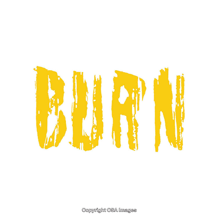 Stylized Yellow Text Design Featuring the Bold Word Burn