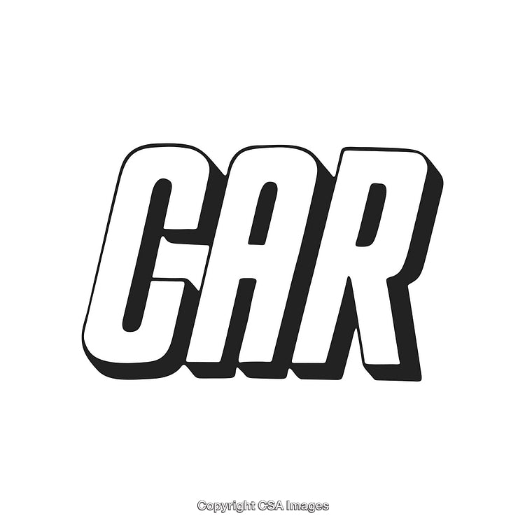 Stylized Bold Black and White Text Artwork Reading 'Car'