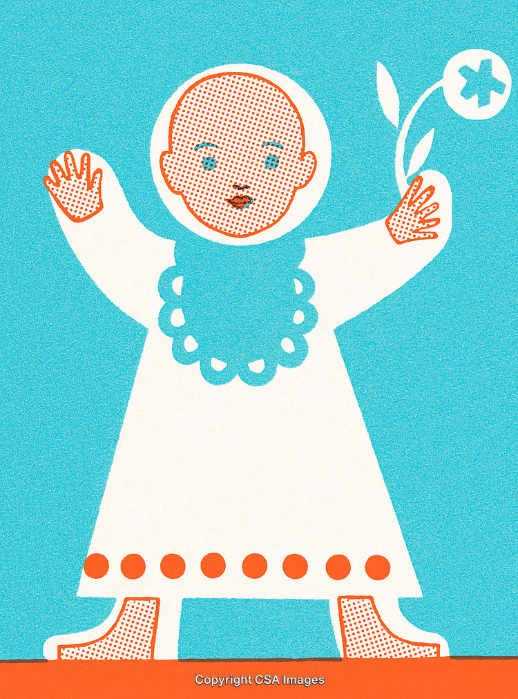 Colorful Illustration of a Stylized Figure with Artistic Detailing and Flower