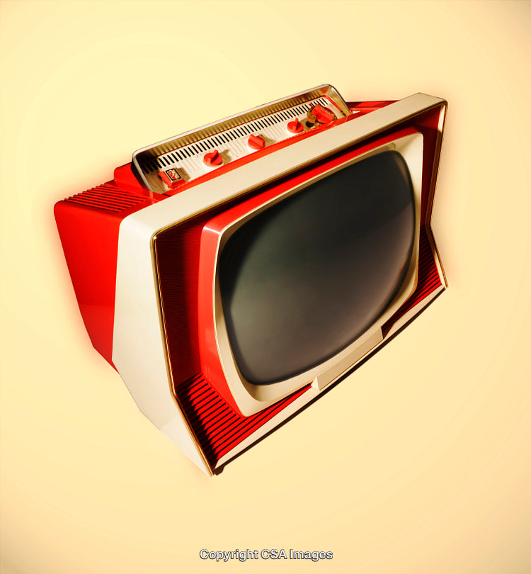 Retro Television Set Against Minimalist Background Highlighting Vibrant Colors