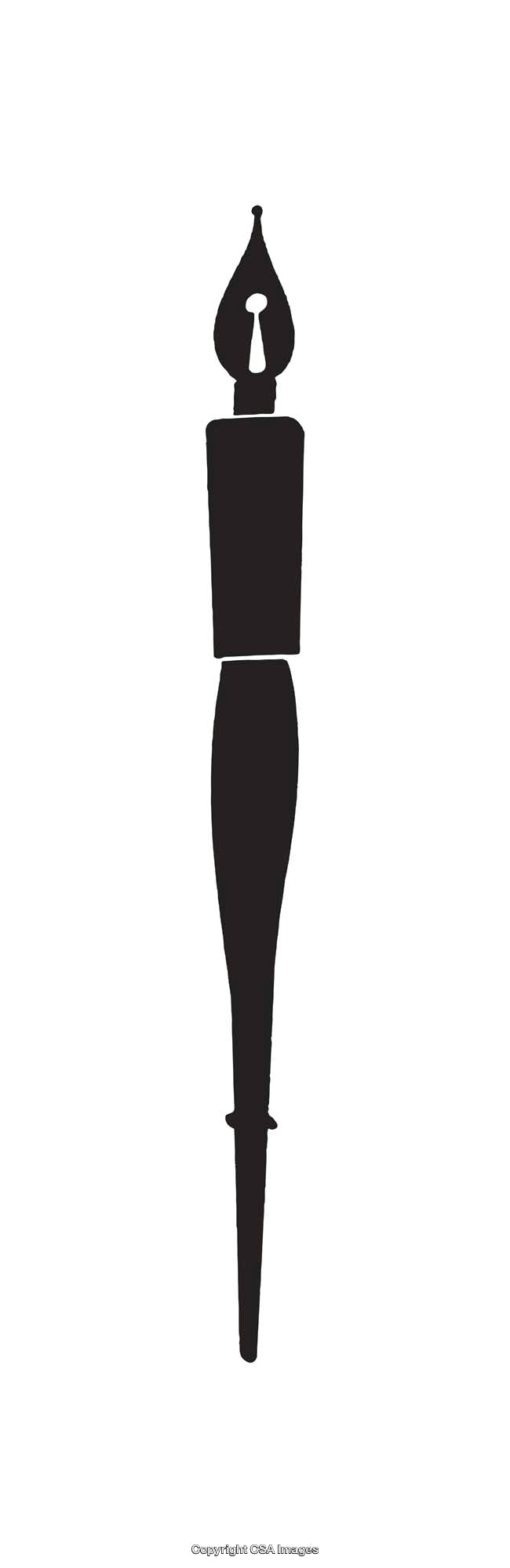 Minimalist Black and White Fountain Pen Silhouette Art Illustration