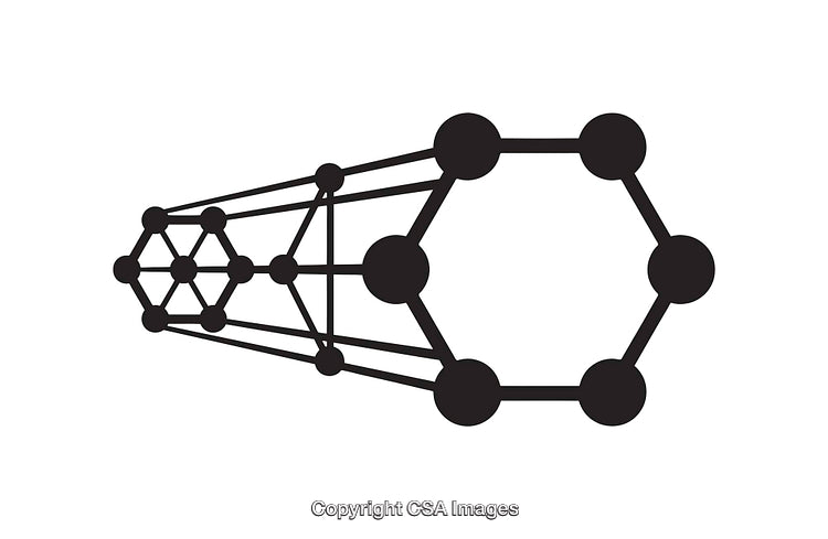 Black and White Line Art Illustration of Geometric Connections