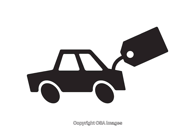 Black and White Car Icon with Price Tag Design