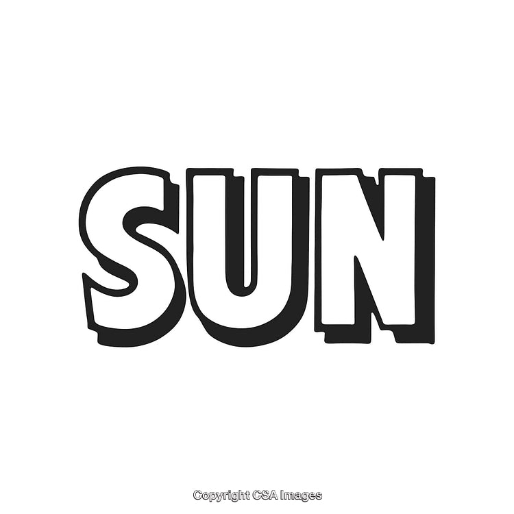 Black and White Text Depiction of the Word 'Sun' in Bold Letters