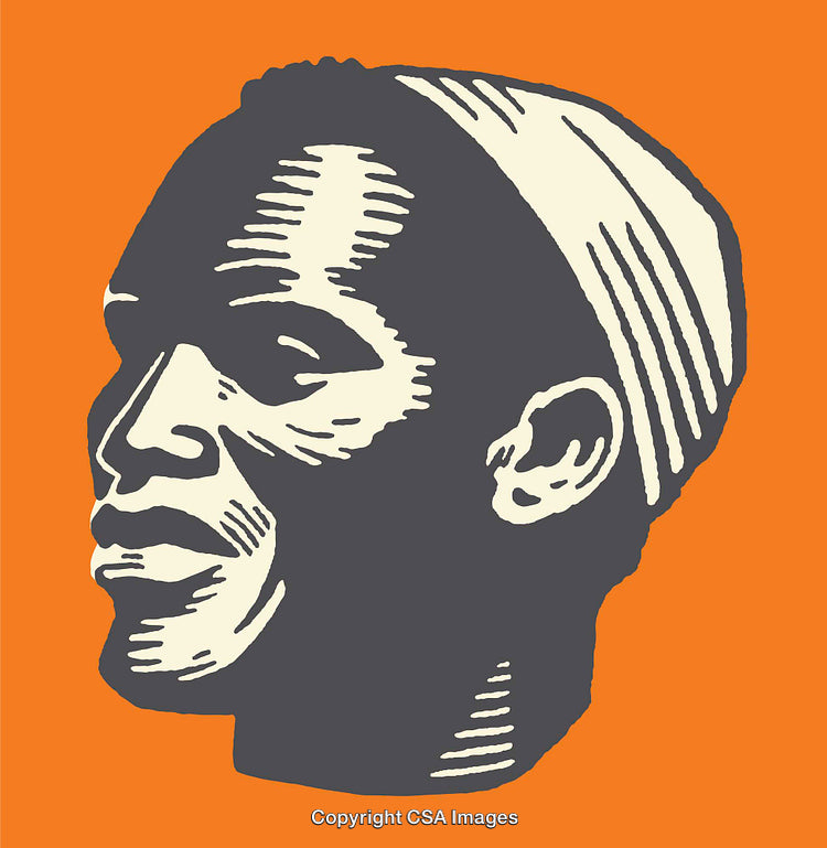 Color Line Illustration Featuring a Profile Portrait on Vibrant Orange Background