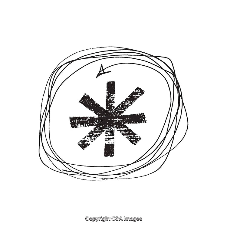 Abstract Black and White Starburst Symbol with Textured Lines