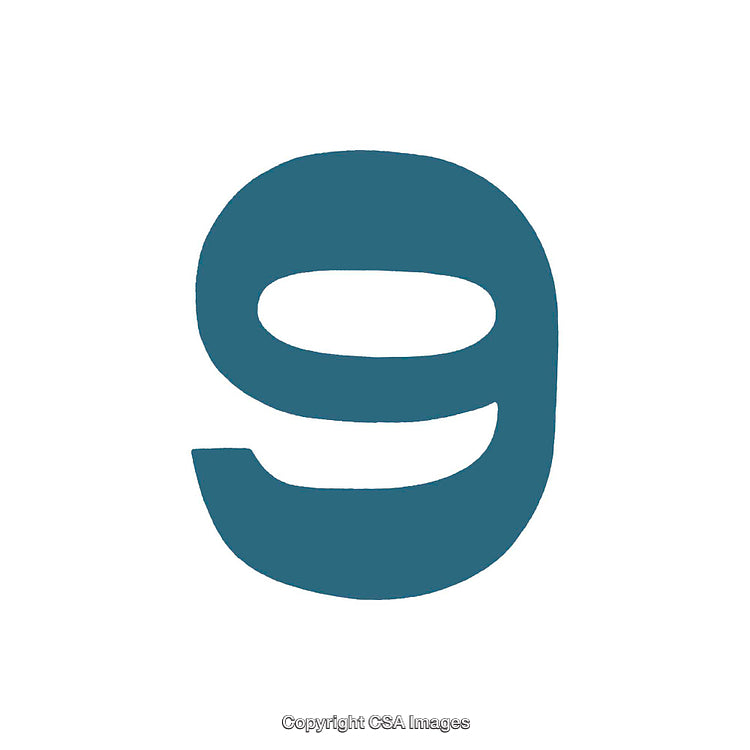Blue Number Nine Displayed in Stylized Typography on White Background