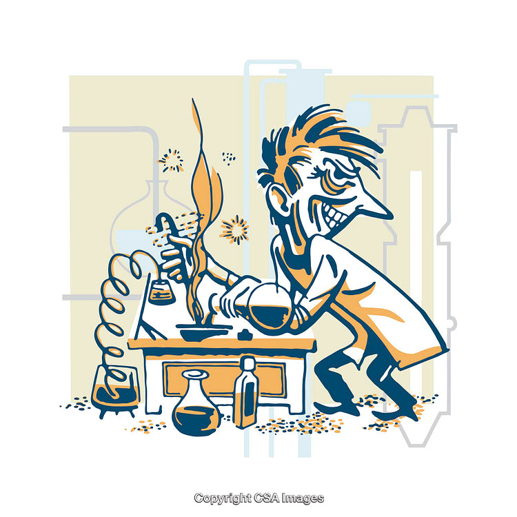 Colorful Illustration of a Scientist Conducting an Experiment in a Lab Setting