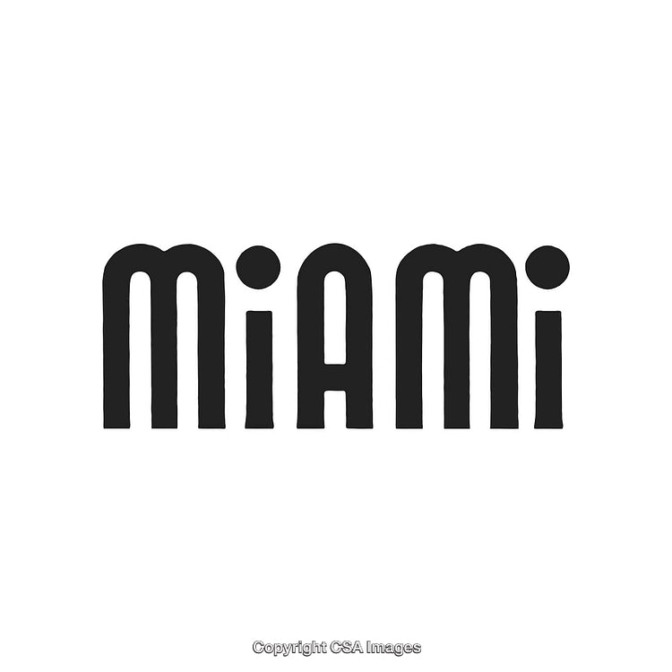 Stylized Text Design Featuring the Word Miami in Black On White Background