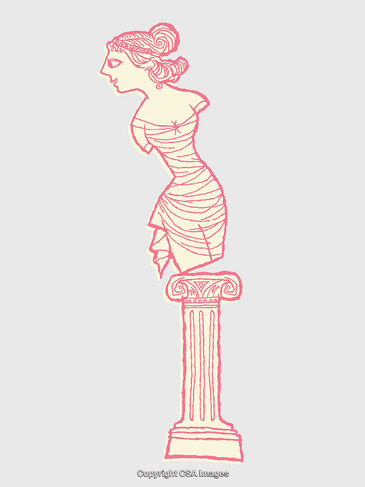Elegant Line Art Illustration of a Classical Bust Statue