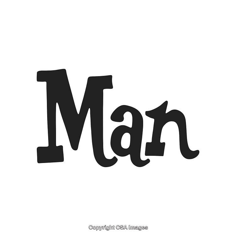 Bold Black Typography of the Word Man on a White Background
