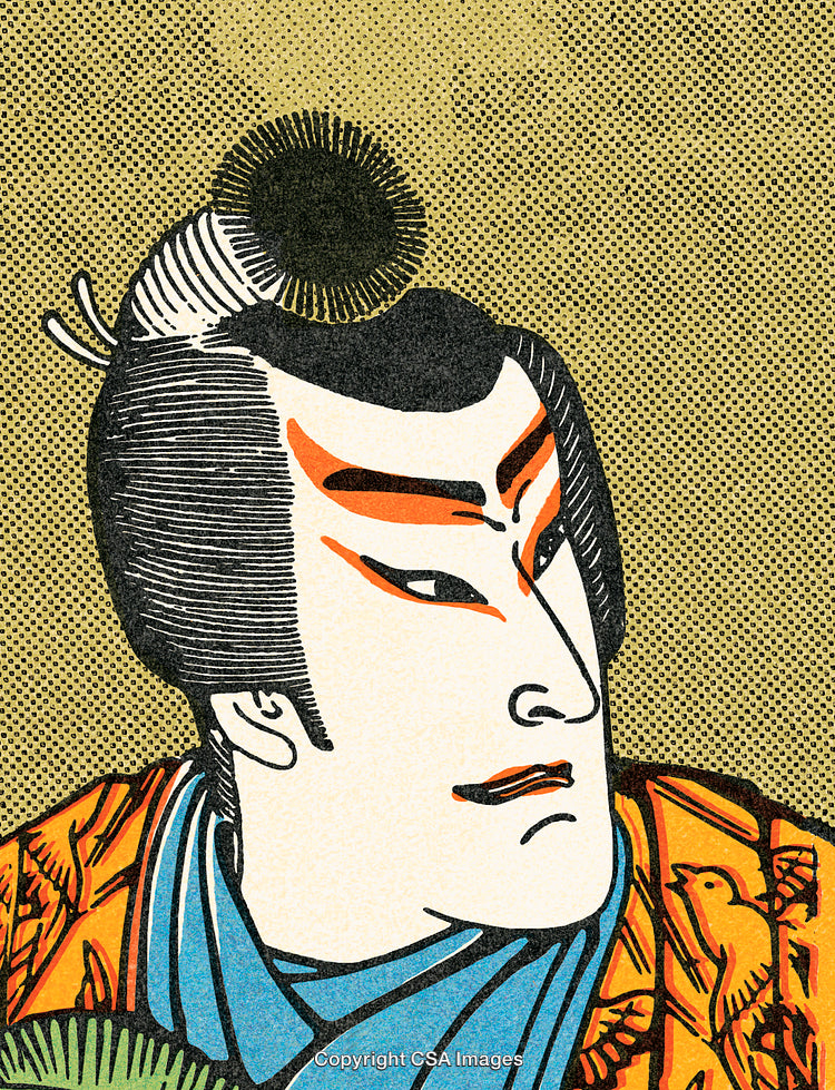 Japanese Kabuki Actor Portrait in Traditional Ukiyo-e Style