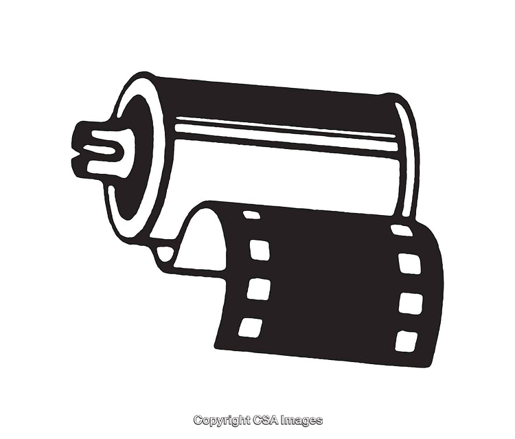Black and White Line Art Illustration of a Film Camera Roll