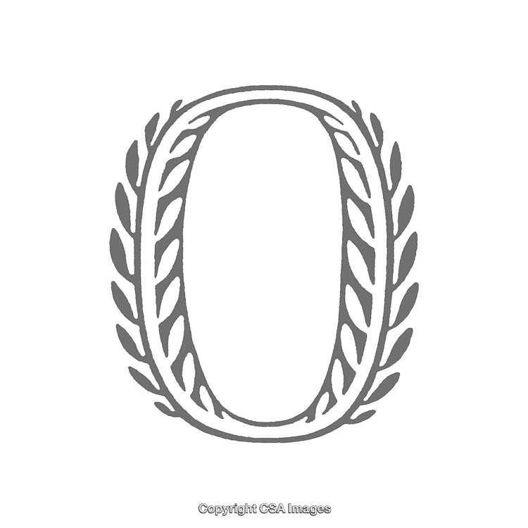 Elegant Ornate Letter O with Decorative Laurel Design