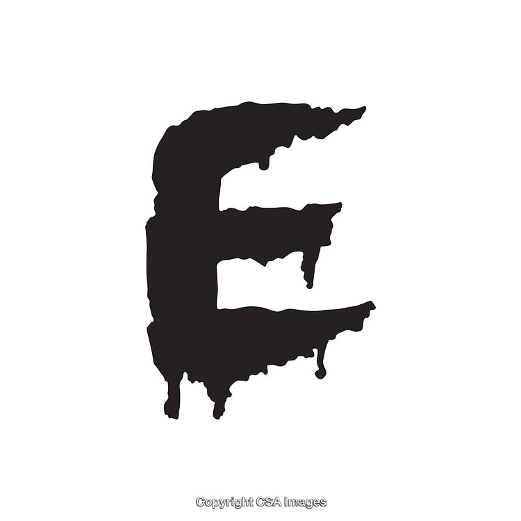 Stylized Dripping Letter E Artwork with Bold Black Design