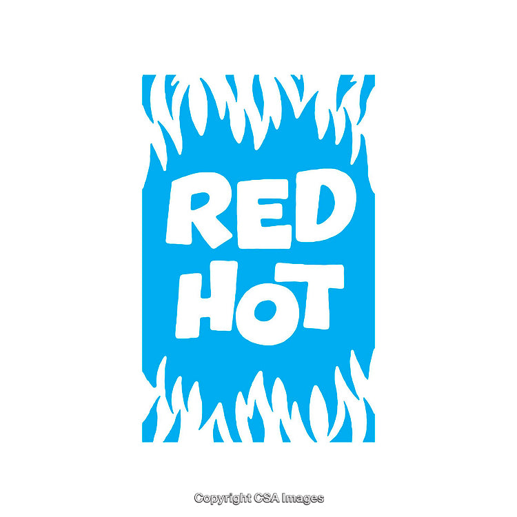 Abstract Blue Design Featuring Bold Text Saying Red Hot with Flame Motif