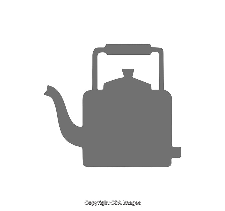 Minimalist Silhouette of a Vintage Teapot in Gray on White Background