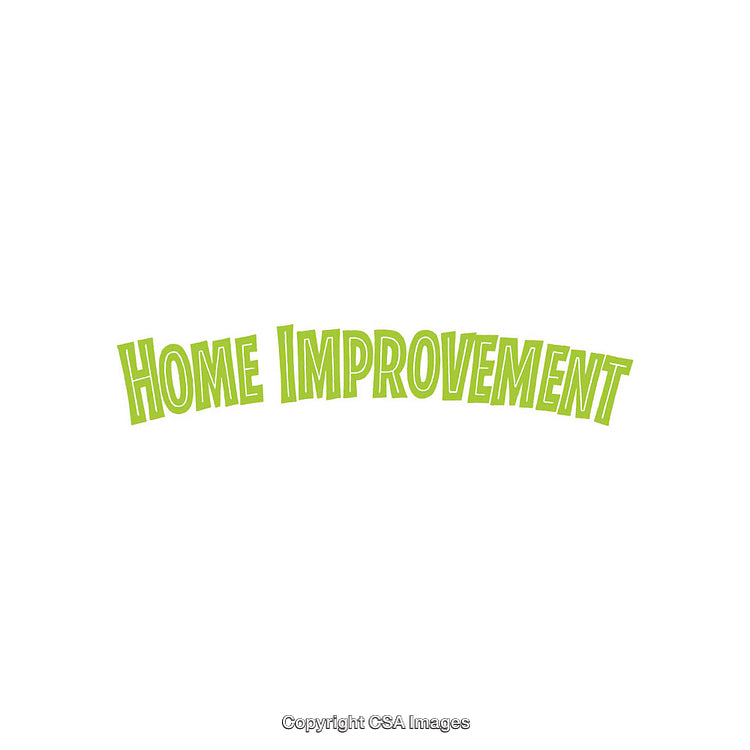 Bright Green Text Depicting Home Improvement on a Crisp White Background