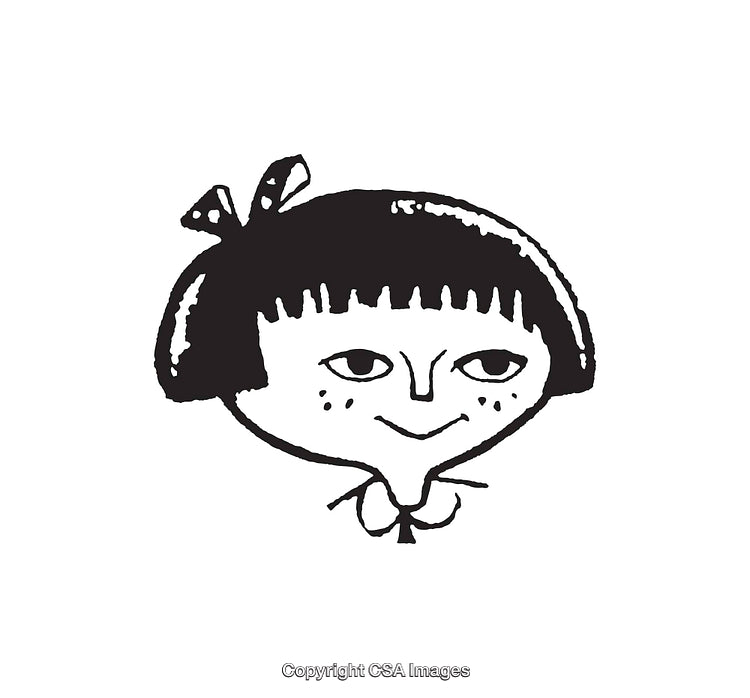 Playful Black and White Line Art Portrait of a Smiling Child