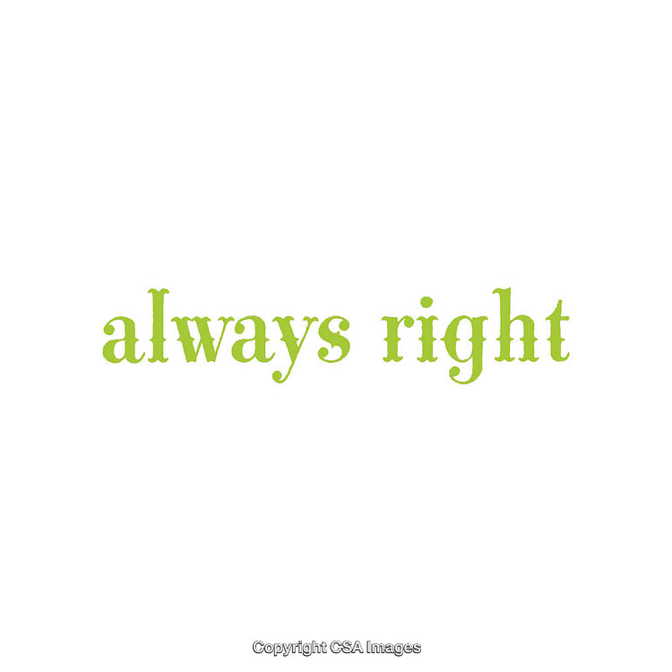 Always Right Text Art in Green Font on White Background