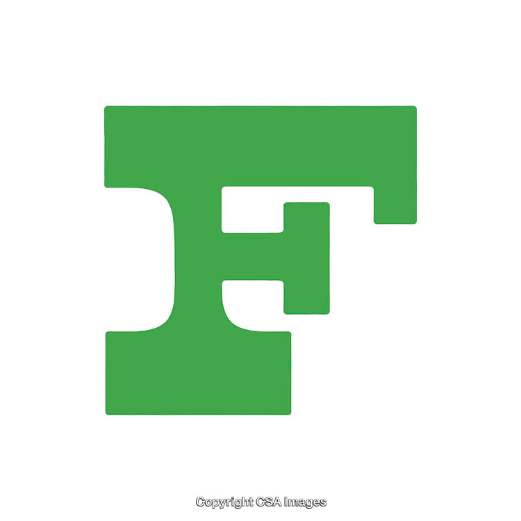 Green Serif Capital F on a White Background Isolated