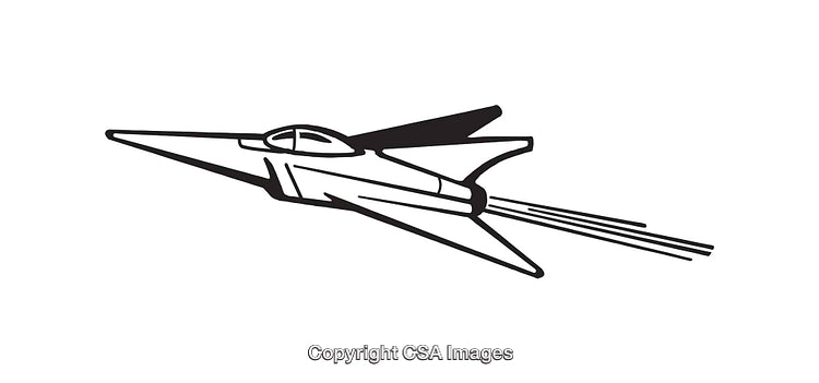 Black and White Line Art Illustration of a Sleek Modern Jet Plane