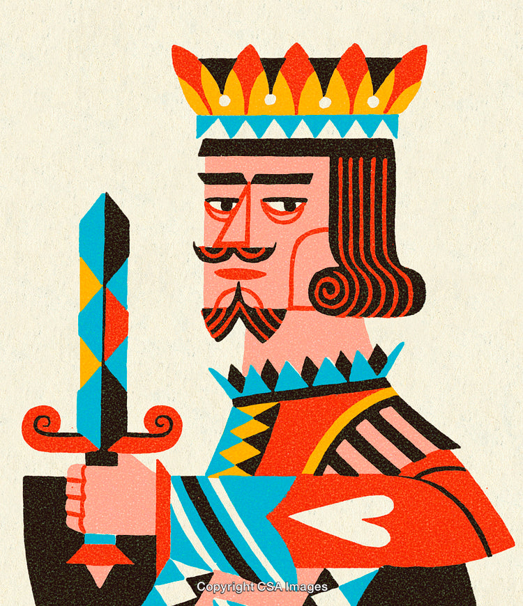 Vibrant Illustration of a King Holding a Sword in Classic Style